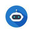 Circular AI robot head icon. Isolated on white