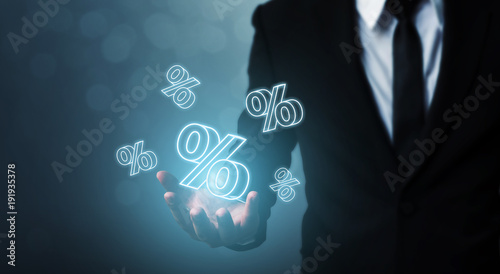 Cuadros en Lienzo Interest rate financial and mortgage rates concept