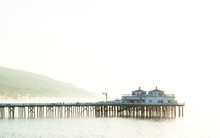 Pier In Malibu, California With Early Morning Fog