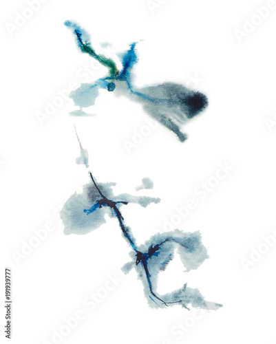 Watercolor Ilrations Abstract Graphics A Mixture Of Blue And A Mixture Of Blue And White Paint Ombre Namely The Re Tinting One Color In Another Abstract Brush Strokes Watercolor