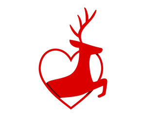 Sticker - heart reindeer deer elk stag image vector icon logo silhouette