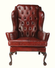 Leather chair red with clipping path.