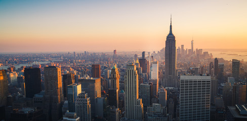 Fototapete - Manhattan Skyline at Sunset, New York City, United States of America