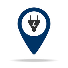 Poster - charging place in blue map pin icon. Element of map point for mobile concept and web apps. Icon for website design and development, app development. Premium icon