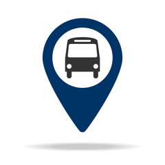 Poster - bus stop in blue map pin icon. Element of map point for mobile concept and web apps. Icon for website design and development, app development. Premium icon