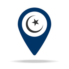 Poster - place of the mosque in blue map pin icon. Element of map point for mobile concept and web apps. Icon for website design and development, app development. Premium icon