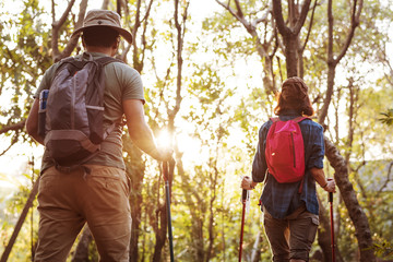 Wall Mural - Couple trekking together