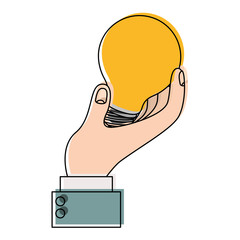 hand with bulb light vector illustration design