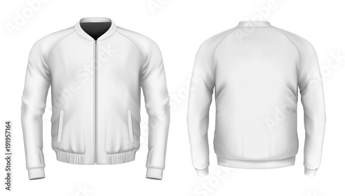Fotografía Bomber jacket in white. Front and back views. Vector