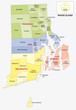 © lesniewski - rhode island county and city vector map with flag