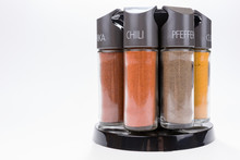 Spice Carousel With Eight Spices And Spice Mixes, Brand-name Spices In German Language