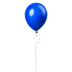blue balloon isolated on a white background. party decoration for celebrations and birthday