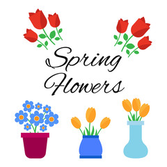 Spring flowers. Cute vector spring flowers icons. Simple flowers vector