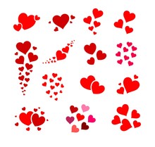 Beautiful And Cute Group Of Hearts Vector Illustration