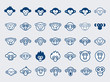 Big Vector Set of Monkey Icons.Outline and Glyphs