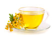 tansy tea with flowers isolated on white background