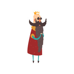 Wall Mural - Funny bald bearded character king character cartoon vector Illustration