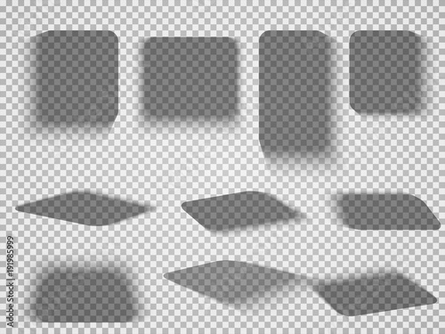 Vector Shadows Isolated Set Of Shadow Effects Transparent Paper