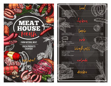 Vector Sketch Menu For Meat House Delicatessen