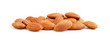 Heap of almonds isolated on white background.