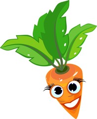 Wall Mural - Funny carrot with face on white background