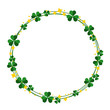Saint Patrick's Day wreath with shamrock leaves round frame.  vector illustration isolated from background 