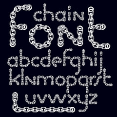 Poster - vector english alphabet letters collection. lower case decorative font created using connected chain