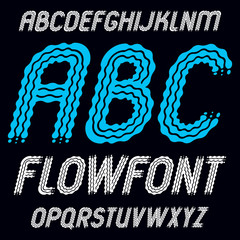 Fototapete - Set of trendy pop vector capital English alphabet letters, abc isolated. Rounded bold italic retro type font, script from a to z can be used for logo creation. Made using flow, wavy lines.