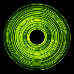 Wall Mural - Green round shape glowing lines circle.