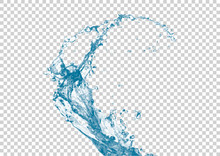 Realistic Vector Water Splash On White Transparent Background.