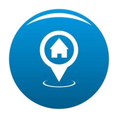 Sticker - Home map pointer icon vector blue circle isolated on white background 