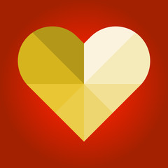 Poster - polygonal gold heart on red for web and design,vector illustration