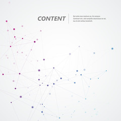 Fototapete - Polygonal space background with connecting dots and lines. Abstract connection structure design