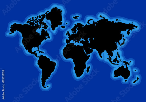 Cuadros en Lienzo World map with blue ocean Vector