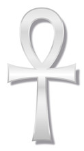 Ankh, Also Known As Key Of Life, Key Of Nile, Crux Ansata - Ancient Egyptian Hieroglyphic Character Represents The Concept Of Eternal Life. Silver Illustration On White Background.