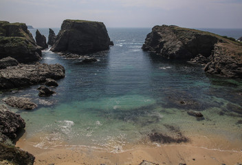 Wall Mural - Landscape of rocky Atlantic coast in the spring in Brittany on the island Belle Ile en Mer, France