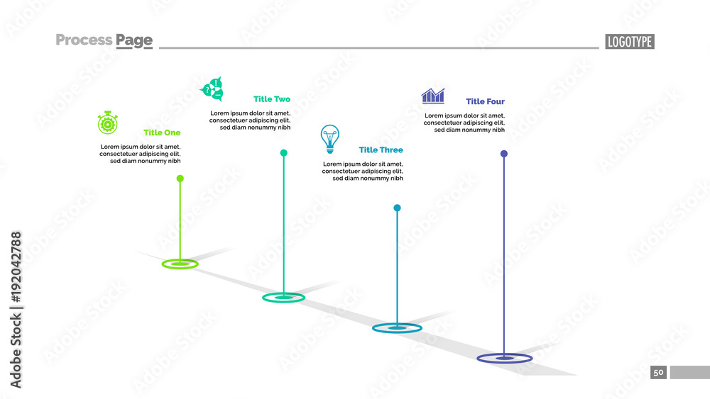 Four Point Graph Example Four Point Diagram Slide Template Stock Vector | Adobe Stock