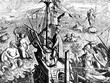 Allegory of America discovery from Amerigo Vespucci, XVI century illustration