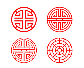 Poster - Classic Chinese circle window frame in vector