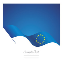 European Union Abstract Wave Flag Ribbon Vector Background
