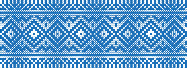 embroidered cross-stitch ethnic Ukraine pattern vector