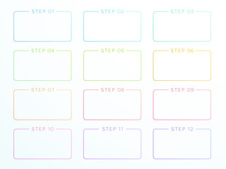 Poster - Numbered Outlined Text Box Steps 1 to 12 Vector