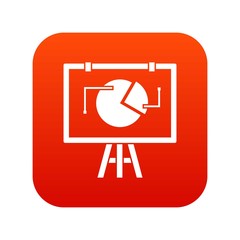 Poster - Flip chart with statistics icon digital red