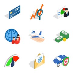 Poster - Present money icons set, isometric style