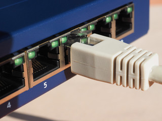 Sticker - Modem router switch with RJ45 ethernet plug ports