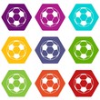 © ylivdesign - Soccer ball icon set color hexahedron