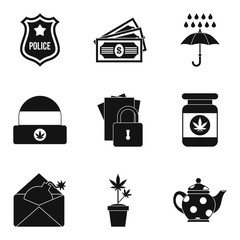Poster - Militia icons set, simple style