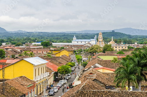 Fotomural Granada city with Calle Real Xalteva in Nicaragua