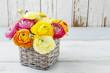 Bouquet of colorful ranunculus flowers.