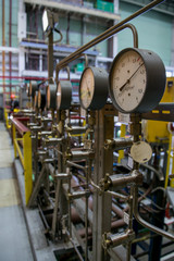 Wall Mural - Closeup of manometer. System of  manometers for measuring gas pressure in gas distribution system in gas pipeline